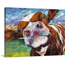 Great BIG Canvas | Carolee Vitaletti Premium Thick-Wrap Canvas entitled Curious Cow I   